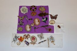 A large collection of costume brooches