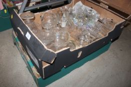 Two boxes of various table glassware