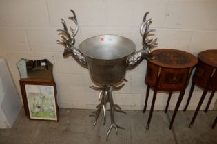 A large metal ware stag wine cooler