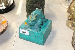 A Chinese turquoise seal