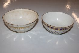 A Derby blue and gilt decorated slops bowl and a w