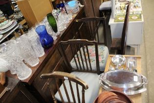 A pair of 19th Century chairs, one with needlework