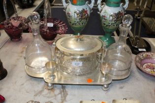 A silver plated decanter set