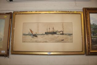 T.B. Hardy, watercolour of fishing vessels