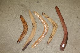 A quantity of various boomerangs