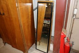 Two gilt framed wall mirrors and a black framed be