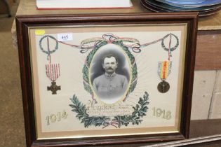 French WWI soldiers service scroll and medals