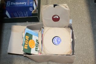 A box of various records