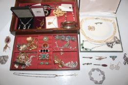 Two jewellery boxes and contents of various decora