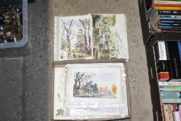 A box of various watercolours - some local scenes