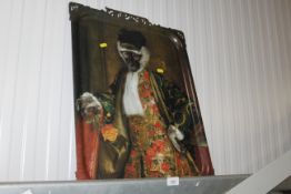 A lacquered panel with dressed monkey decoration i
