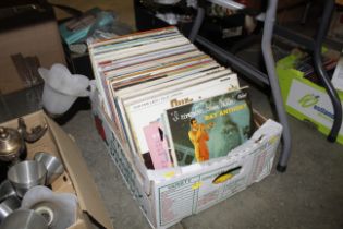 A box of miscellaneous jazz and other LPs