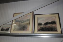 J Rogers, three framed and glazed studies depictin