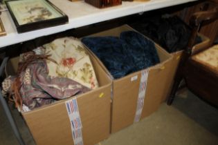 Three boxes of miscellaneous textiles