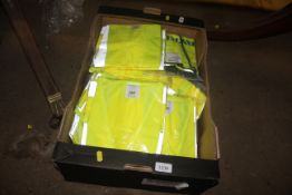A box containing a quantity of Hi-Viz vests