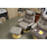 A designer style swivel easy chair and matching fo
