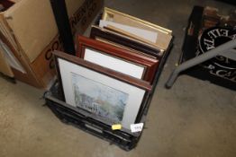 A box of miscellaneous picture frames