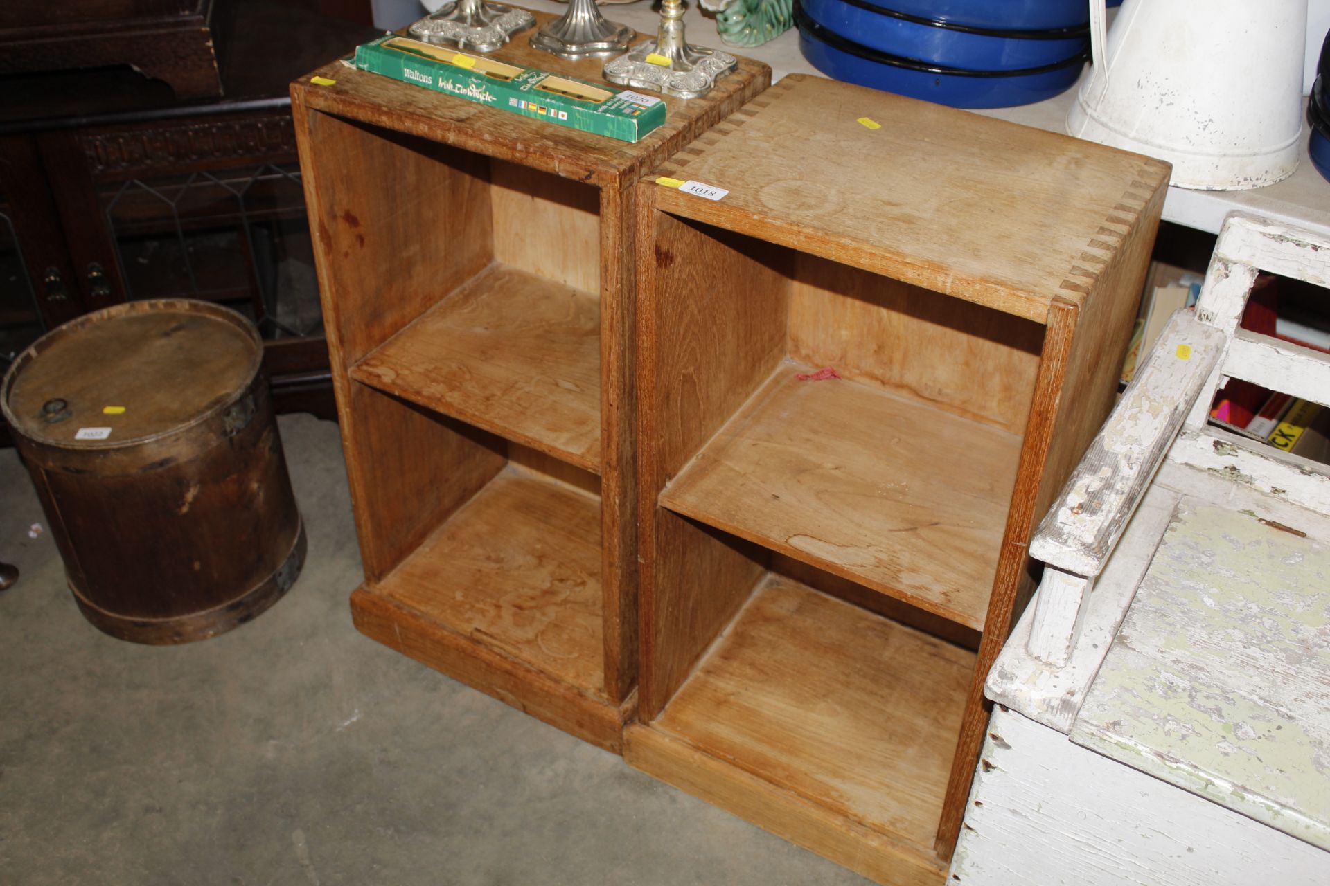 A pair of mid 20th Century light oak open fronted