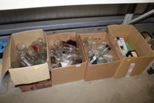 Four boxes of miscellaneous beer glasses etc.