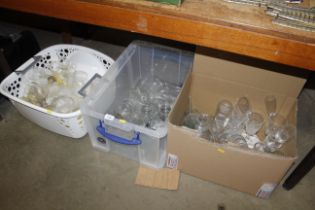 Three boxes of miscellaneous table glassware