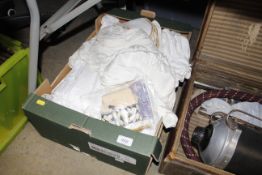 A box of miscellaneous lace, linen and other mater