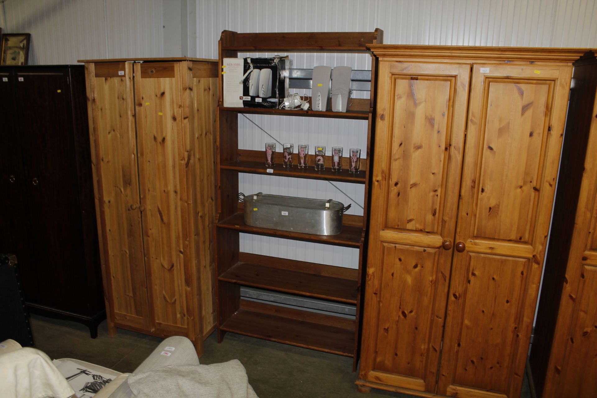 A pine open fronted bookcase