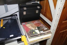 A collection of various LP records, some cased