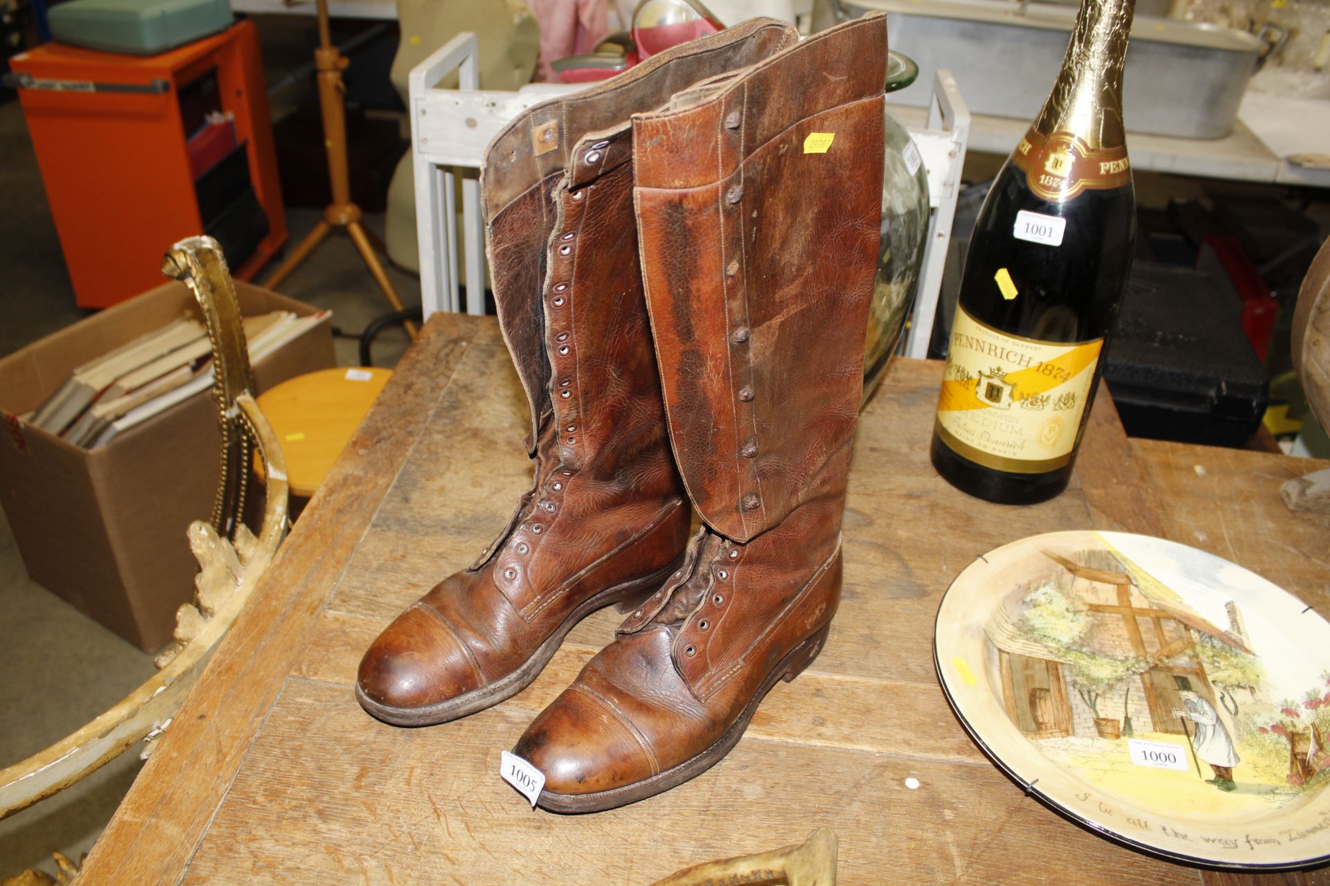 A pair of vintage leather boots