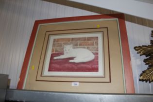 A pencil signed limited edition print of a cat 35/