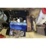 Two plastic tool boxes and contents of tools to in