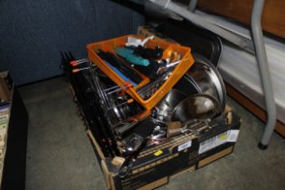 A box of various kitchenalia