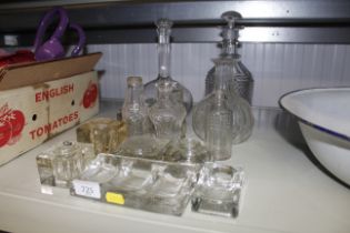 A collection of various glassware including inkwel