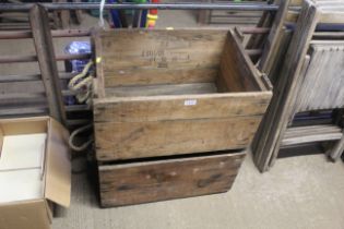 Two wooden ammo crates (lacking lids) with twin ro