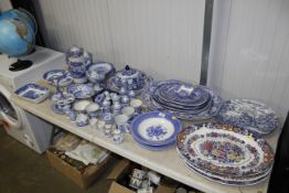 A quantity of blue and white china including Copland Spode "Italian" pattern, Victorian meat