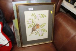 A gilt framed study of a figure on horseback initi