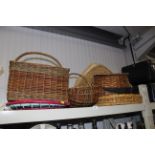 A collection of wicker baskets etc