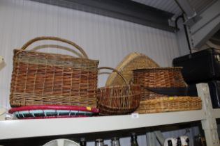 A collection of wicker baskets etc