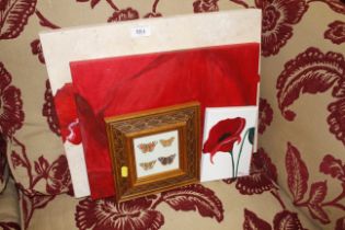 A collection of original poppy paintings on canvas