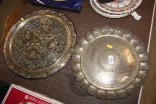 A pierced brass tray, makers marks to base and one