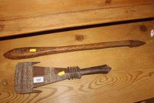 Two possible Samoan wooden clubs