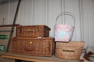 A quantity of various wicker baskets