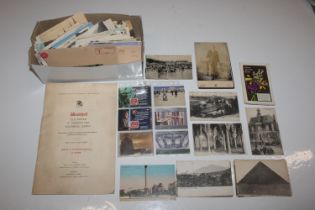 A box of various post-cards and ephemera