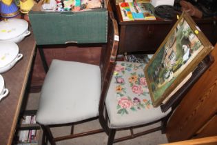 A pair of 19th Century chairs one with needlework