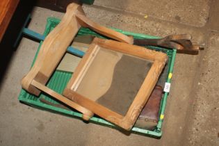 A box containing swing framed mirror, children's b