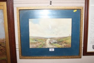 A farmed and glazed watercolour study depicting a