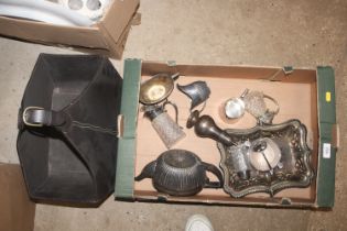 A box containing various silver plated ware etc.