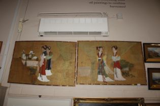 A pair of Oriental studies depicting Geisha girls,