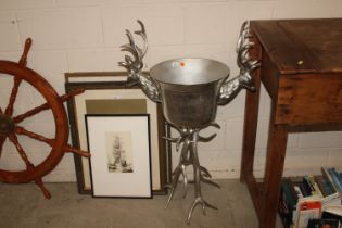 A large metal ware Stag wine cooler