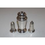 A Mappin & Webb silver plated sugar sifter and two