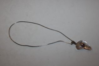 A Sterling silver collar necklace with large blist